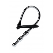 Серебристый уретральный плаг-бусины TOYFA Metal с мягким фиксириющим кольцом - ToyFa - купить с доставкой в Севастополе