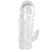 Прозрачная гелевая насадка с шипами и клиторальным отростком - 13 см. - Toyfa Basic - в Севастополе купить с доставкой