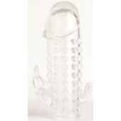 Гелевая прозрачная насадка с 2 отростками - 13 см. - Toyfa Basic - в Севастополе купить с доставкой