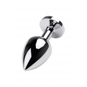 Серебристая коническая анальная пробка с красным кристаллом - 8 см. - ToyFa - купить с доставкой в Севастополе