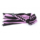 Черно-розовая плеть из замши - 58 см. - БДСМ Арсенал - купить с доставкой в Севастополе