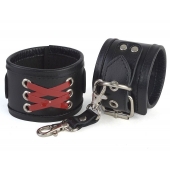 Кожаные наручники с декоративной лаковой шнуровкой - Sitabella - купить с доставкой в Севастополе