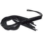 Чёрная кожаная плеть с жесткой ручкой - 63 см. - Sitabella - купить с доставкой в Севастополе