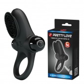 Черное эрекционное виброкольцо в клиторальной щеточкой Vibrant Penis Ring II - Baile - в Севастополе купить с доставкой