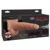 Телесный полый страпон с имитацией эякуляции 7.5  Hollow Squirting Strap-On with Balls Flesh - 21,6 см. - Pipedream - купить с доставкой в Севастополе