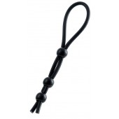 Черное лассо на пенис с тремя бусинами - A-toys - в Севастополе купить с доставкой