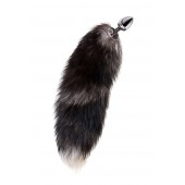 Серебристая металлическая анальная втулка с хвостом чернобурой лисы - размер S - ToyFa - купить с доставкой в Севастополе
