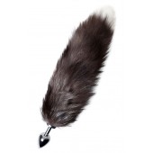 Серебристая металлическая анальная втулка с хвостом чернобурой лисы - размер S - ToyFa - купить с доставкой в Севастополе