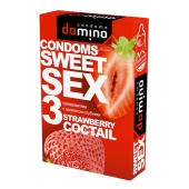 Презервативы для орального секса DOMINO Sweet Sex с ароматом клубничного коктейля  - 3 шт. - Domino - купить с доставкой в Севастополе