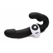 Черный безремневой страпон Urge Silicone Strap On с пультом ДУ - 24 см. - XR Brands - купить с доставкой в Севастополе