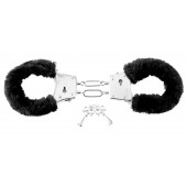 Меховые чёрные наручники Beginner s Furry Cuffs - Pipedream - купить с доставкой в Севастополе
