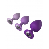 Набор из 3 фиолетовых анальных пробок со стразами Little Gems Trainer Set - Pipedream - купить с доставкой в Севастополе