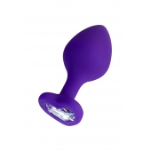 Фиолетовая анальная втулка Diamond Heart с прозрачным кристаллом - 8 см. - ToyFa - купить с доставкой в Севастополе