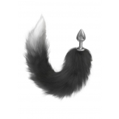 Серебристая анальная пробка с черным хвостом Galaxy - Lola Games - купить с доставкой в Севастополе