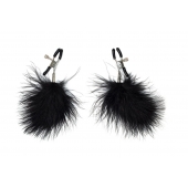 Зажимы на соски с черным пухом Euphoric - Lola Games - купить с доставкой в Севастополе