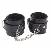 Черные оковы на ноги Obey Me Leather Ankle Cuffs - Chisa - купить с доставкой в Севастополе