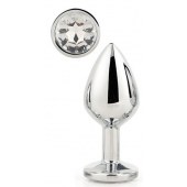 Серебристая анальная втулка с прозрачным кристаллом - 7,1 см. - Dream Toys - купить с доставкой в Севастополе