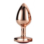 Золотистая анальная втулка с кристаллом-сердечком розового цвета - 7,1 см. - Dream Toys - купить с доставкой в Севастополе