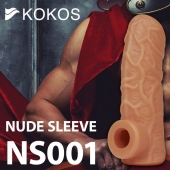 Телесная открытая насадка-реалистик с подхватом мошонки Nude Sleeve L - 14 см. - KOKOS - в Севастополе купить с доставкой