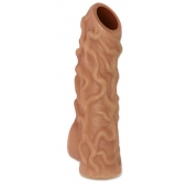 Телесная насадка с венками и открытой головкой Nude Sleeve M - 12 см. - KOKOS - в Севастополе купить с доставкой