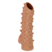 Телесная насадка с шипами и открытой головкой Nude Sleeve L - 14 см. - KOKOS - в Севастополе купить с доставкой