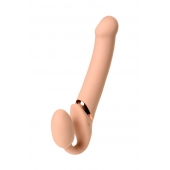 Телесный безремневой вибрострапон Vibrating Bendable Strap-On L - Strap-on-me - купить с доставкой в Севастополе