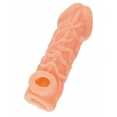 Телесная закрытая насадка с венками Cock Sleeve Size S - 13,8 см. - KOKOS - в Севастополе купить с доставкой