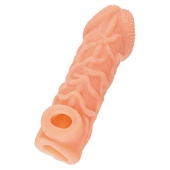 Телесная закрытая насадка с венками Cock Sleeve Size L - 17,6 см. - KOKOS - в Севастополе купить с доставкой