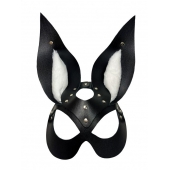 Черная маска зайки с белым мехом на ушках Miss Bunny - БДСМ Арсенал - купить с доставкой в Севастополе