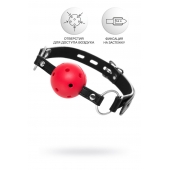 Красный кляп-шар на черных ремешках - ToyFa - купить с доставкой в Севастополе
