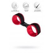 Красно-черные велюровые наручники Anonymo - ToyFa - купить с доставкой в Севастополе