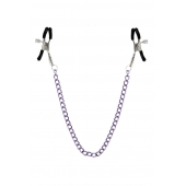 Зажимы для сосков с фиолетовой цепочкой Sweet Caress Nipple Chain - Sweet Caress - купить с доставкой в Севастополе