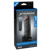 Чёрная вибронасадка с кольцом Vibrating Real Feel 2 Extension - 16 см. - Pipedream - в Севастополе купить с доставкой
