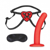 Красный поясной фаллоимитатор Red Heart Strap on Harness   5in Dildo Set - 12,25 см. - Lux Fetish - купить с доставкой в Севастополе