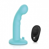 Голубая изогнутая насадка 6in Remote Control Ripple P-Spot G-Spot на черных трусиках - 16 см. - Pegasus - купить с доставкой в Севастополе