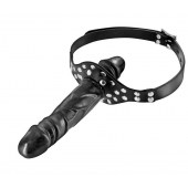 Черный кляп-фаллоимитатор Double Penis Gag - Fetish Tentation - купить с доставкой в Севастополе