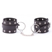 Черные кожаные оковы с люверсами - Crazy Handmade - купить с доставкой в Севастополе