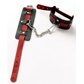 Черные оковы с красным декором и заклепками - Crazy Handmade - купить с доставкой в Севастополе