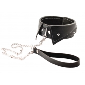 Черный ошейник-воротничок с металлическим поводком - Crazy Handmade - купить с доставкой в Севастополе