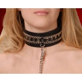 Чёрный ошейник с цепочками и поводком - Sitabella - купить с доставкой в Севастополе