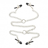 Серебристые зажимы для сосков и половых губ на тонкой цепочке - Notabu - купить с доставкой в Севастополе