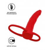 Красная насадка на пенис для двойного проникновения Black Red - 16,5 см. - ToyFa - купить с доставкой в Севастополе