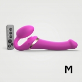 Ярко-розовый безремневой страпон Multi Orgasm Size M с клиторальной стимуляцией - Strap-on-me - купить с доставкой в Севастополе