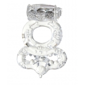 Прозрачное эрекционное кольцо с вибратором  и подхватом - Toyfa Basic - в Севастополе купить с доставкой