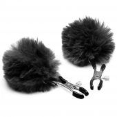 Зажимы для сосков с черным помпонами Pom Pom Nipple Clamps - XR Brands - купить с доставкой в Севастополе