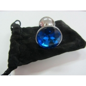 Анальное украшение BUTT PLUG  Small с синим кристаллом - 7 см. - Anal Jewelry Plug - купить с доставкой в Севастополе