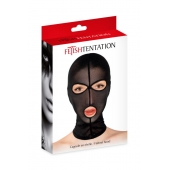Черная сетчатая маска на голову с отверстиями для глаз и рта - Fetish Tentation - купить с доставкой в Севастополе