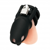 Черная клетка для пениса Silicone Small 2 in Cock Cage With Ball Divider - BlueLine - купить с доставкой в Севастополе