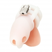 Белая клетка для пениса Silicone Small 2 in Cock Cage With Ball Divider - BlueLine - купить с доставкой в Севастополе