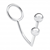 Кольцо на пенис с анальным стимулятором Two Bead Stainless Steel Anal Hook   Cock Ring - BlueLine - в Севастополе купить с доставкой